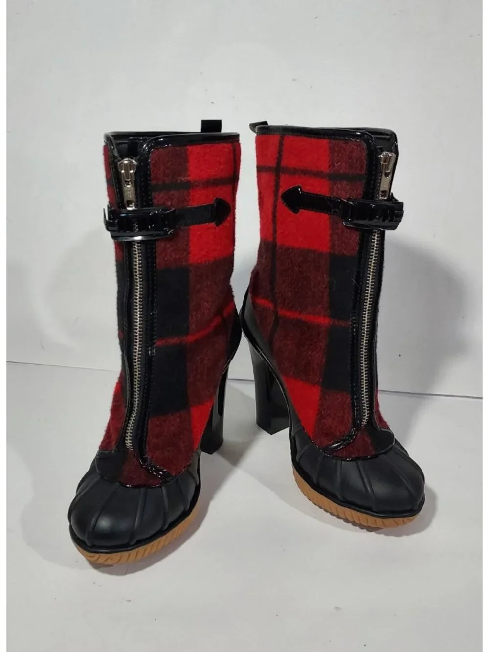 Michael Kors Red Buffalo Plaid, Rubber Duck Sole Boots Groovy USA size 7 - Picture 7 of 9